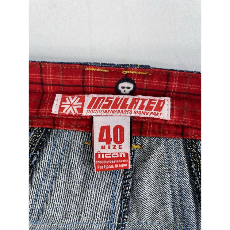 Mens Icon Moto Heavy-duty Motorcycle Baggy Blue Jeans Size 40x