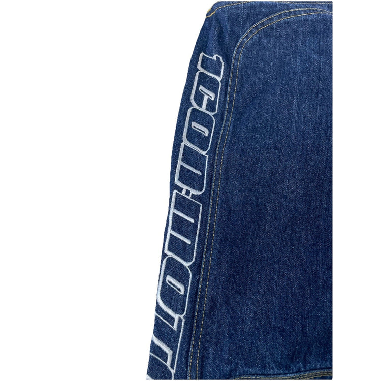Mens Icon Moto Heavy-duty Motorcycle Baggy Blue Jeans Size 40x