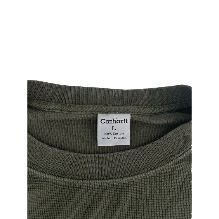 Mens Carhartt Moss Green Knitted Longsleeve Vintage Graphic Sweatshirt Size L