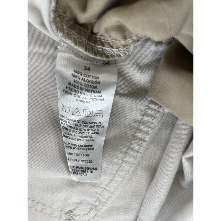 Men’s Unionbay Beige Cotton Utility Multi-Pocket Cargo Shorts Size 34
