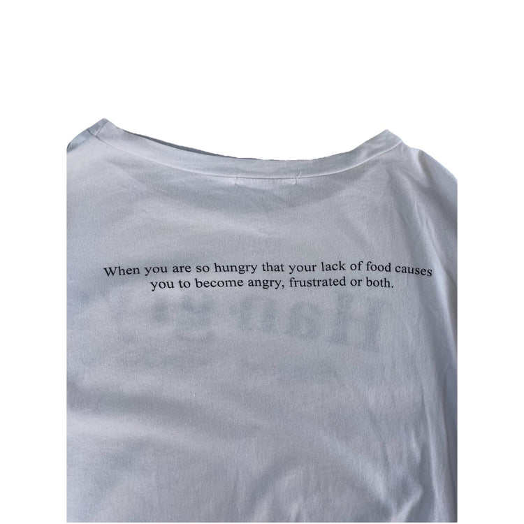 Womens White Classic Longsleeve “Hangry” Shirt Size L