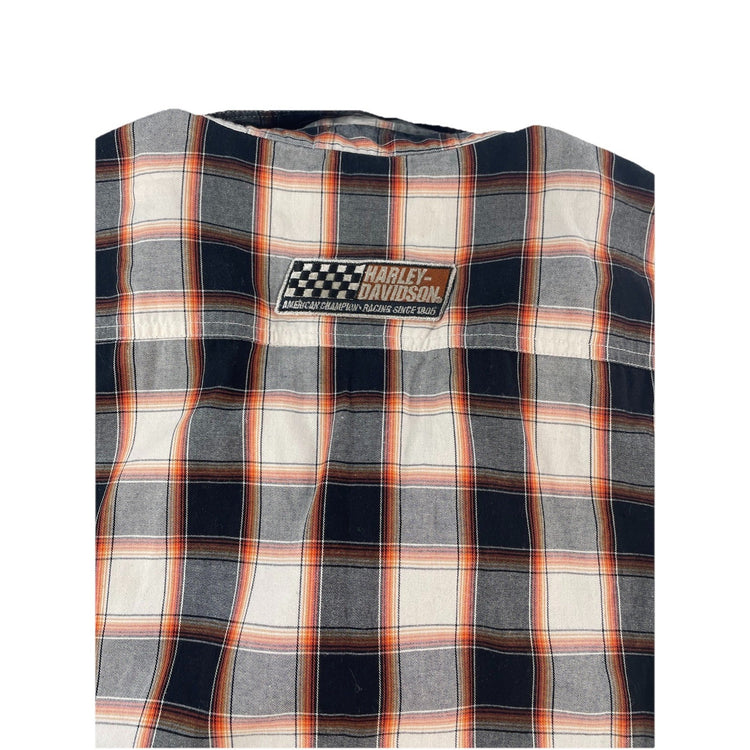 Mens Harley Davidson Multicolor Plaid Button-Down Sleeveless Shirt Size XL