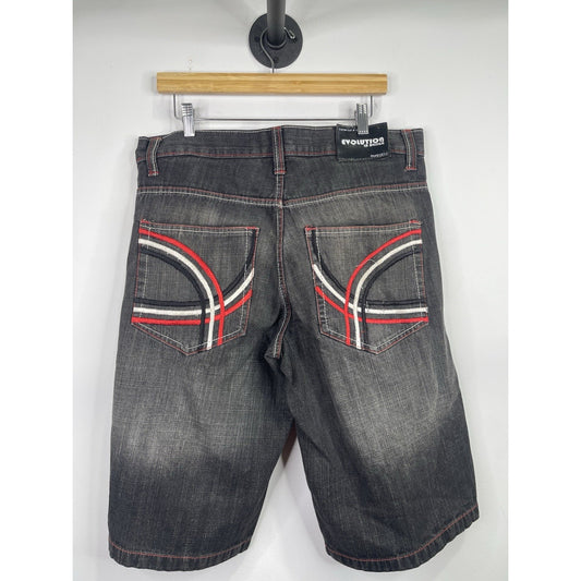 Evolution In Design Y2K Black Denim Jean Shorts Size 34