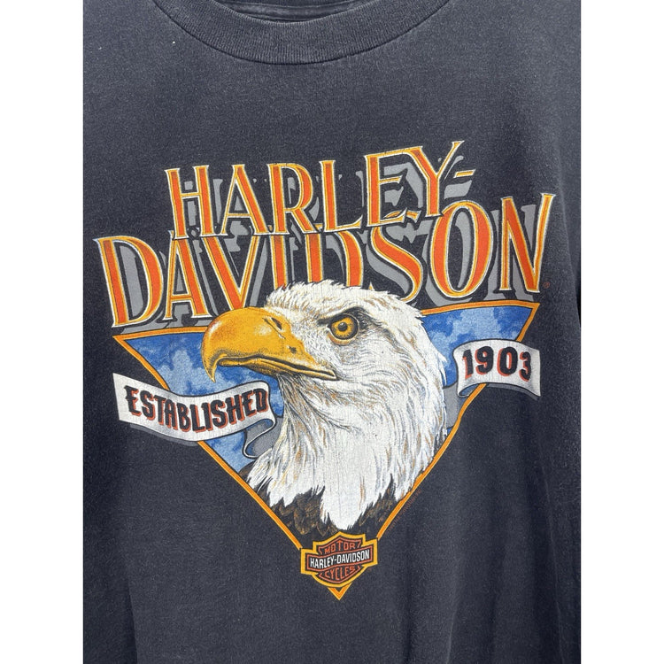 Mens VTG Harley Davidson Corpus Christi TX Flaming Sleeves Graphic T Shirt Sz XL