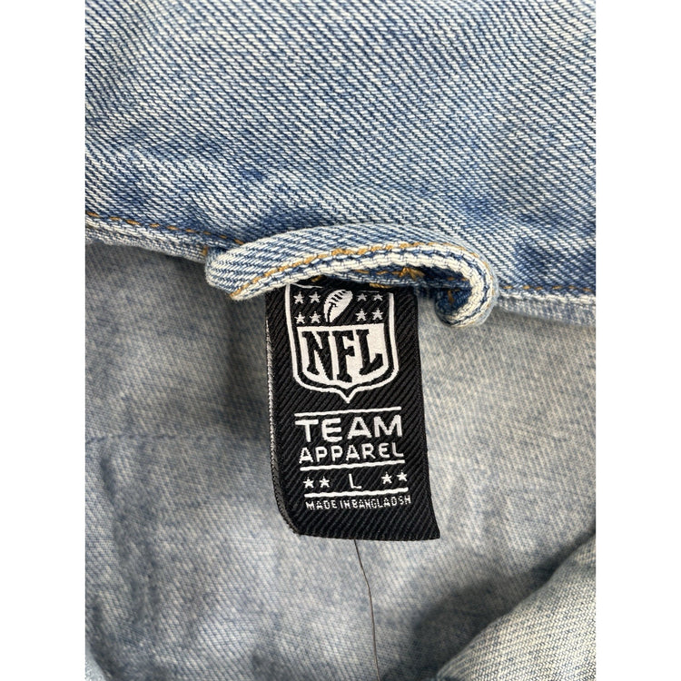 Mens NFL SF 49ers Patch Light Wash Denim Trucker Jacket Size Large