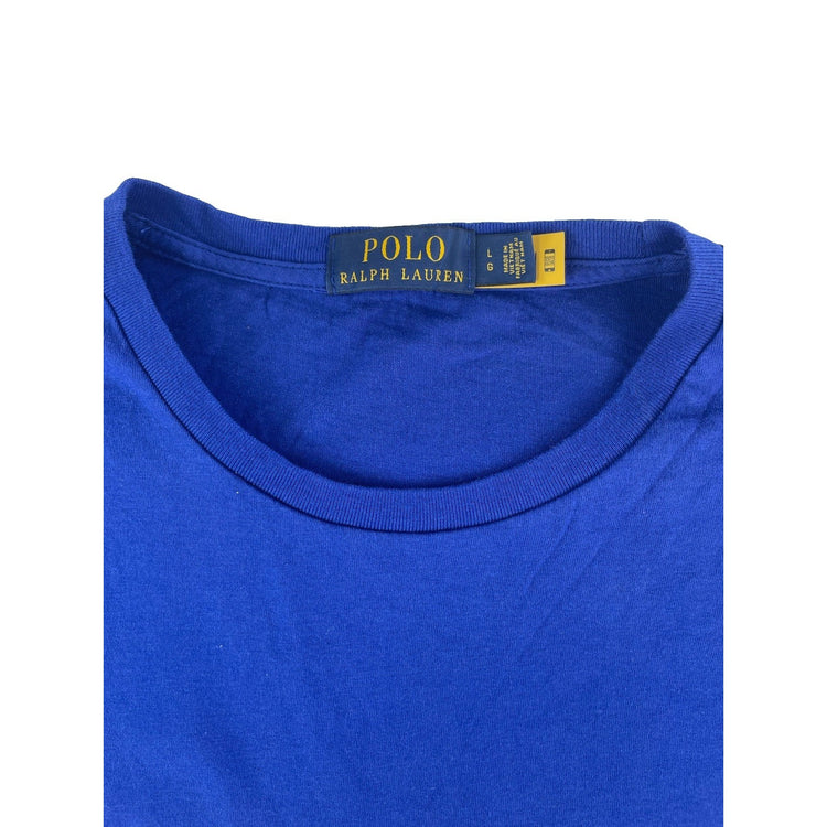 Mens Polo Ralph Lauren Blue & Black Large Logo Print T-Shirt Size L