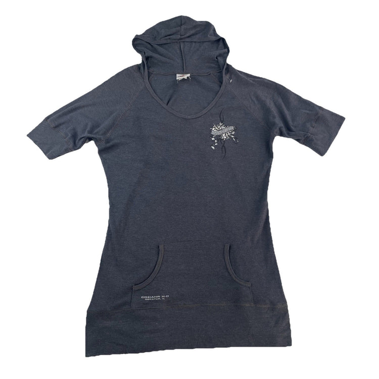 Womens Harley Davidson Motorcycle Dark Gray Hooded T-shirt With Pocket Size 3xl