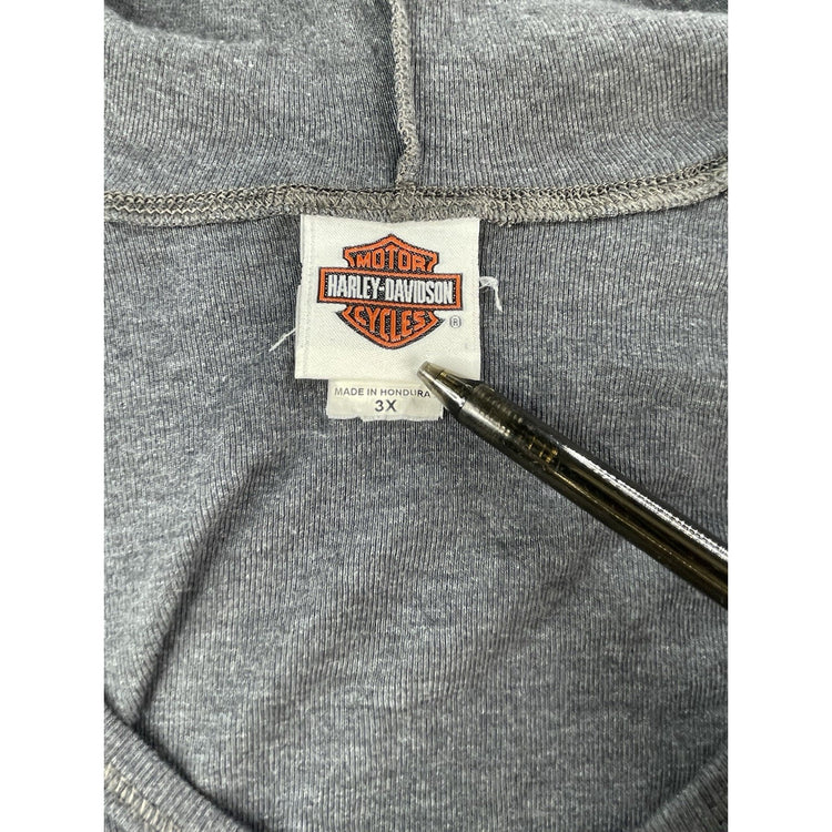 Womens Harley Davidson Motorcycle Dark Gray Hooded T-shirt With Pocket Size 3xl