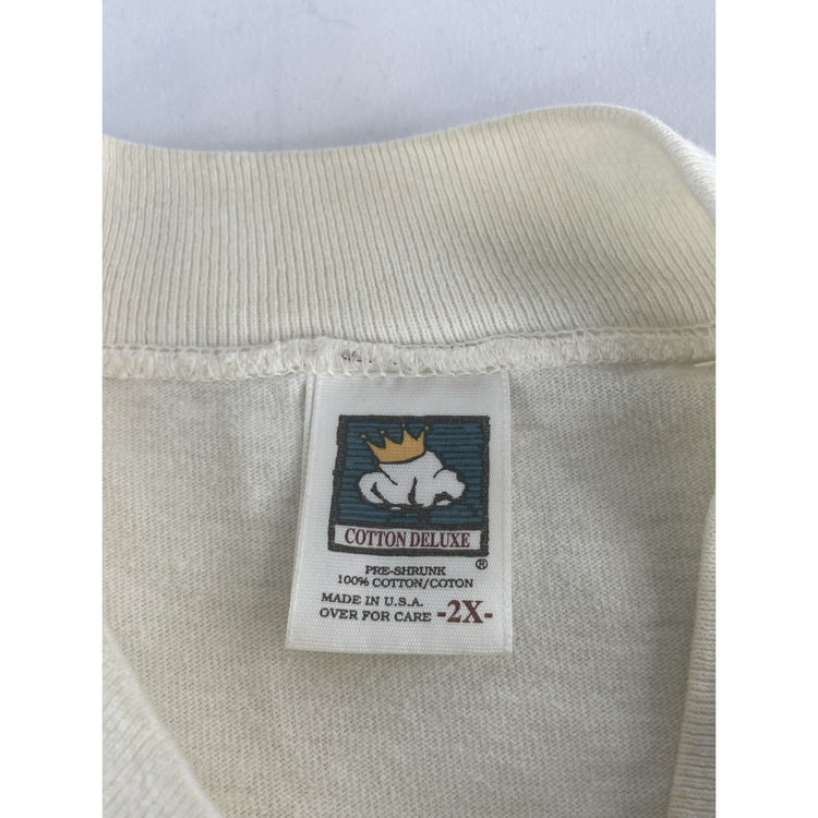 Men’s Vintage White LongSleeve Pit bull Graphic Crewneck Shirt Size 2XL