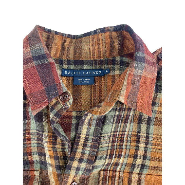 Mens Ralph Lauren Multicolor Buttondown Shirt Plaid Pattern Size 8