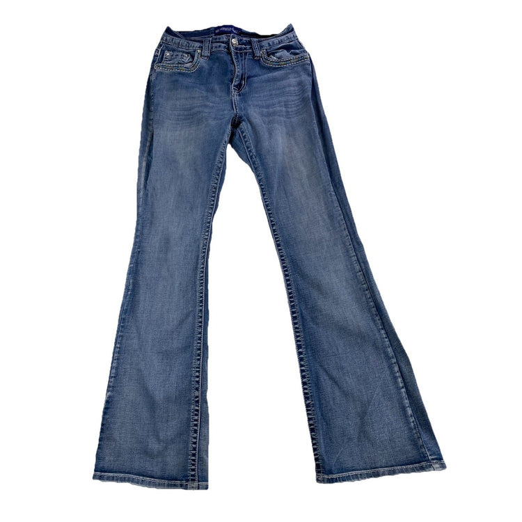 Womens Westfield Eagle Bootcut, Embellished Pockets Blue Jeans Size 5