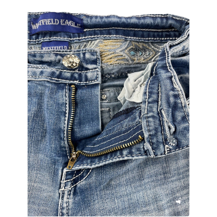 Womens Westfield Eagle Bootcut, Embellished Pockets Blue Jeans Size 5