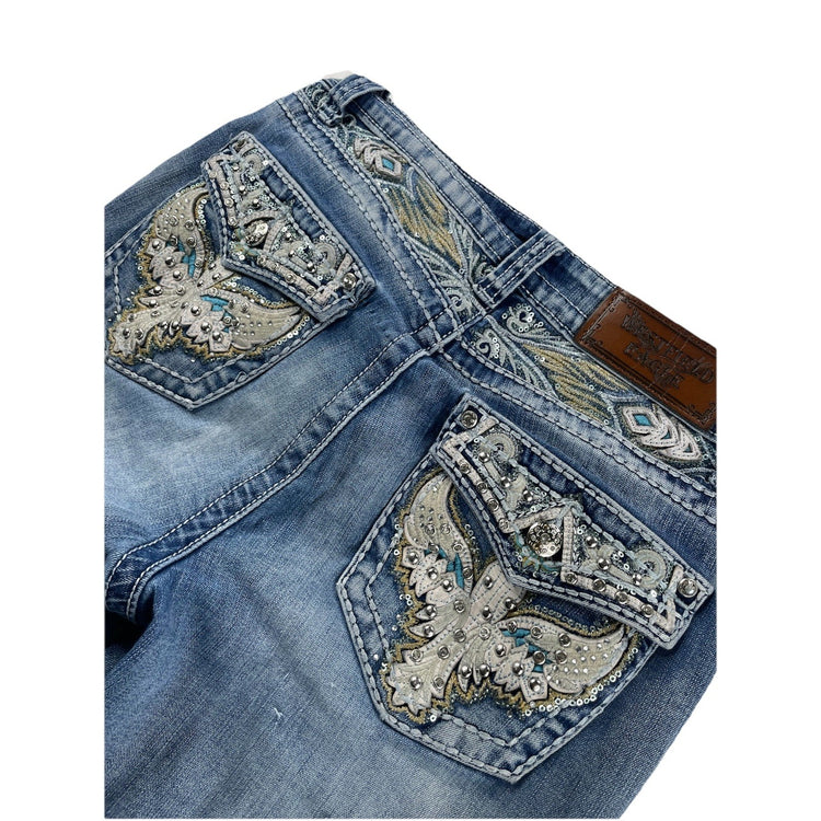 Womens Westfield Eagle Bootcut, Embellished Pockets Blue Jeans Size 5