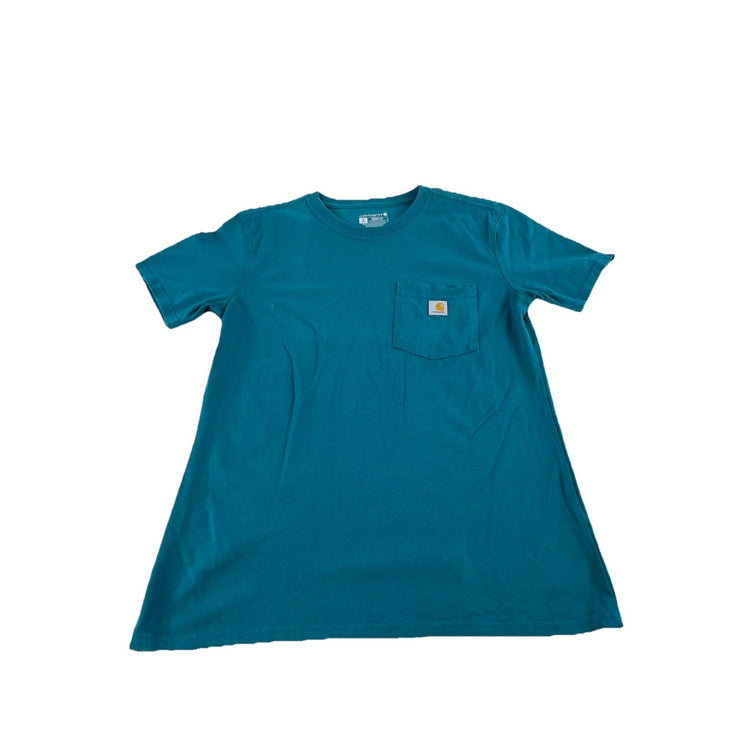 Mens Carhartt Loose Fit Turquoise Solid T-Shiet Size Small