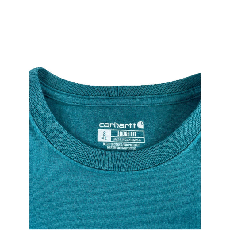 Mens Carhartt Loose Fit Turquoise Solid T-Shiet Size Small