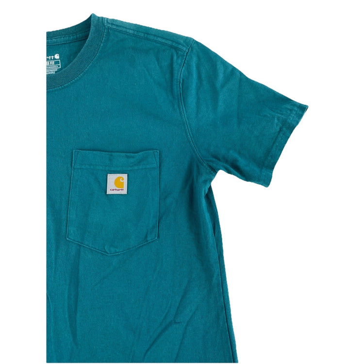 Mens Carhartt Loose Fit Turquoise Solid T-Shiet Size Small
