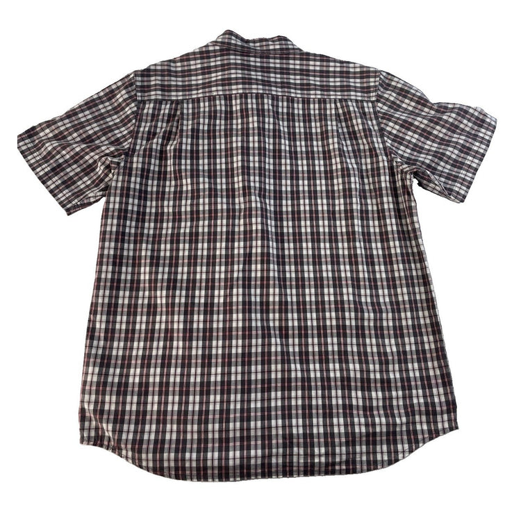 Men Carhartt Relaxed Fit Plaid Short Sleeve Button Down Shirt Red Black Size L