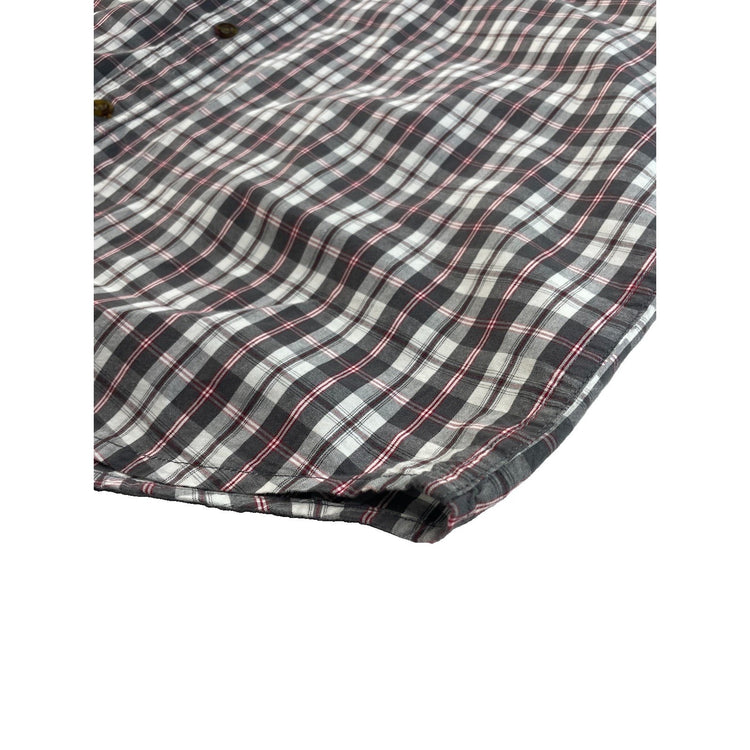 Men Carhartt Relaxed Fit Plaid Short Sleeve Button Down Shirt Red Black Size L