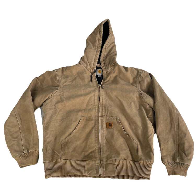 Mens Carhartt DuckCanvas Thermal QuiltLined Active Tan Khaki Jacket Size M