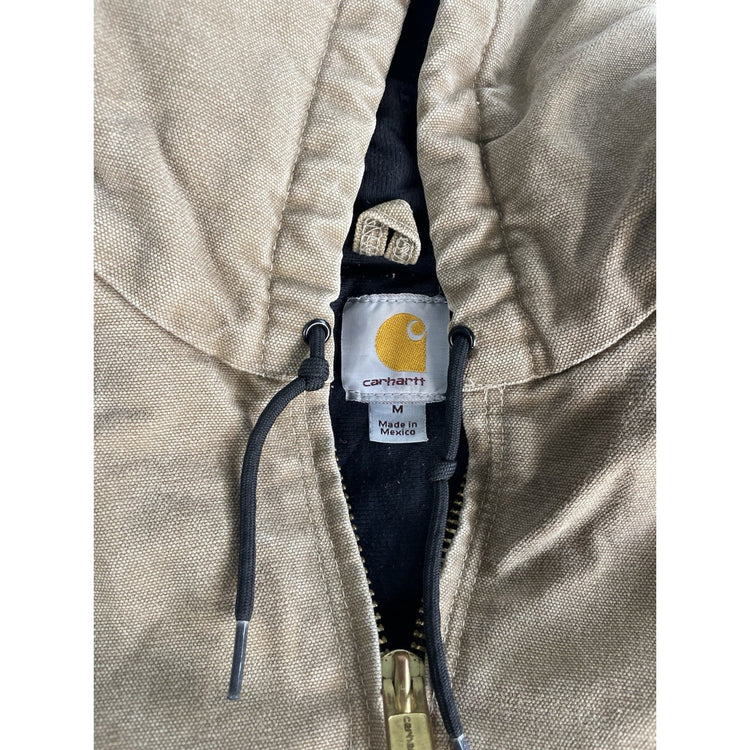 Mens Carhartt DuckCanvas Thermal QuiltLined Active Tan Khaki Jacket Size M