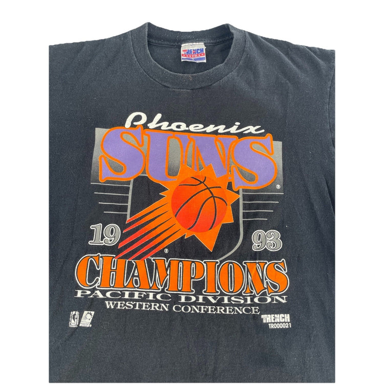 Mens Vintage Trench USA Ultra Black 1993 Phoenix Suns PDWC CHAMPS T-Shirt Size L
