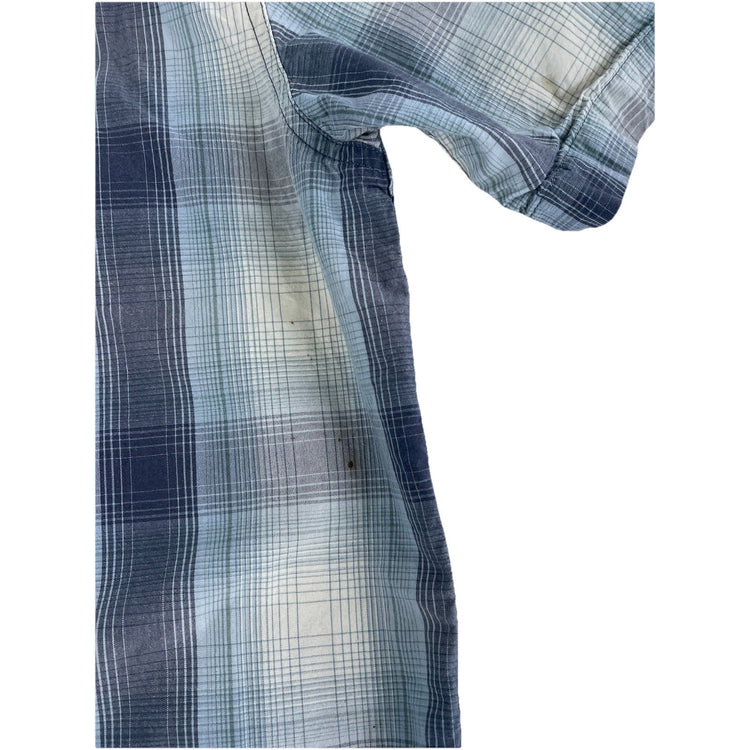 Mens Carhartt Relaxed Fit Blue & Gray Plaid Short Sleeve Button Up Size XL