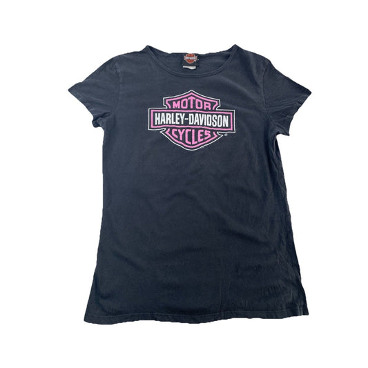 Womens Harley Davidson’s Motor Clothes Basic Graphic Black Tee Size S