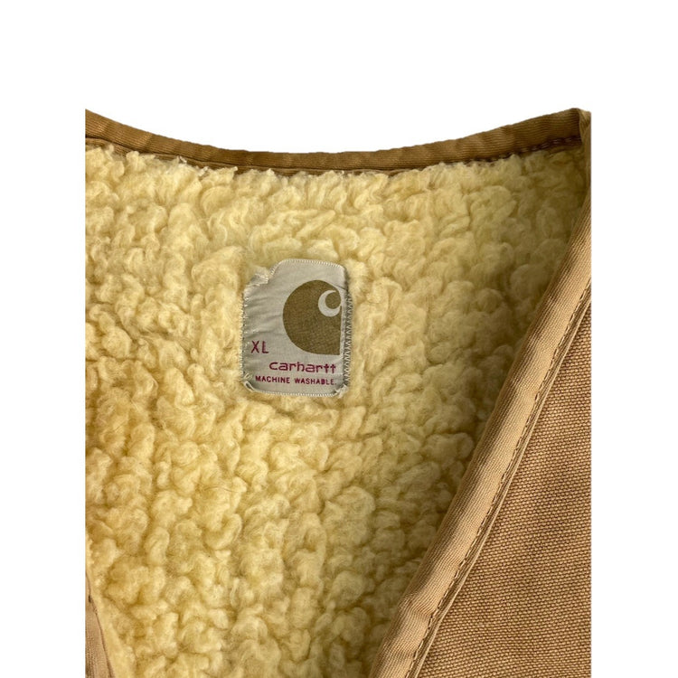 Mens Carhartt Brown Sherpa Lined Full Zip Vest Size Xl