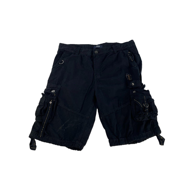 Mens Ochenta Multi Pocket Black Utility Cargo Shorts Size 34