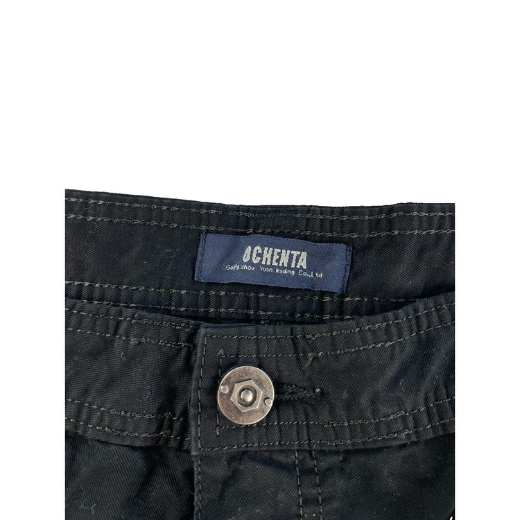 Mens Ochenta Multi Pocket Black Utility Cargo Shorts Size 34