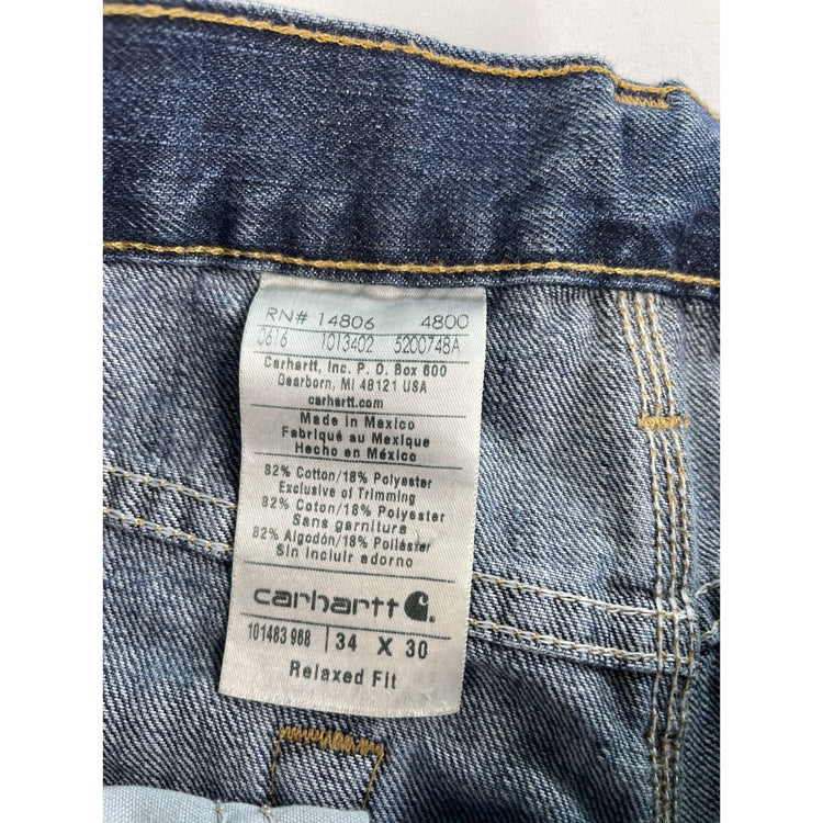 Men's Carhartt Relaxed Fit Wide-Leg Blue Denim Jeans Size 34x30