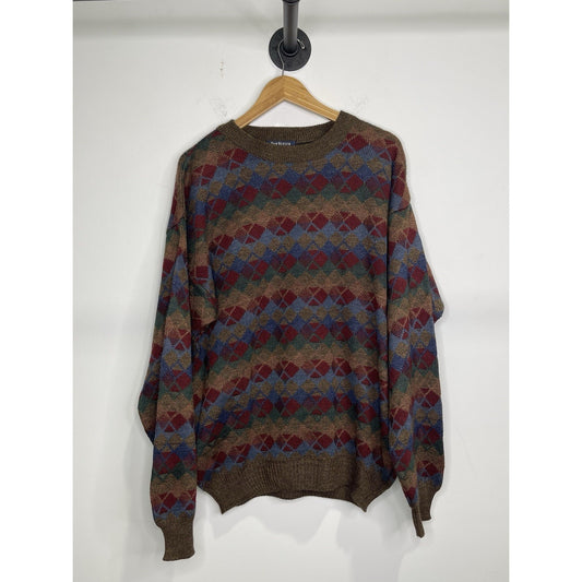 Men’s Vintage Van Heusen Color Blocking Knit Sweater Sz Large
