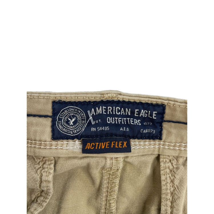 Mens American Eagle Slim Active Flex Khaki Chino Shorts Size 34
