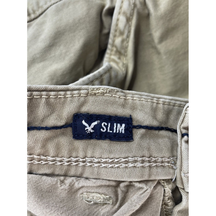 Mens American Eagle Slim Active Flex Khaki Chino Shorts Size 34