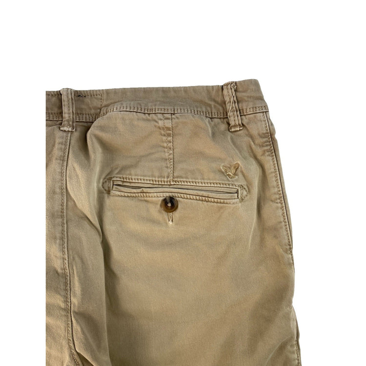 Mens American Eagle Slim Active Flex Khaki Chino Shorts Size 34