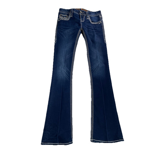 Women Rock Rivals Rosemary Bootcut, Dark Wash Blue Jeans Size 28