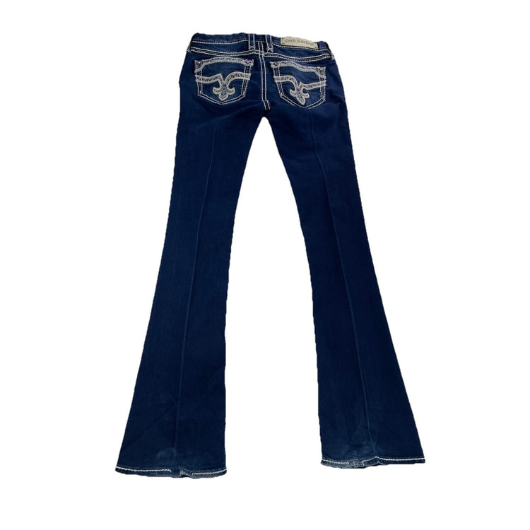 Women Rock Rivals Rosemary Bootcut, Dark Wash Blue Jeans Size 28