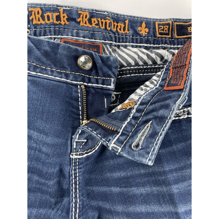 Women Rock Rivals Rosemary Bootcut, Dark Wash Blue Jeans Size 28