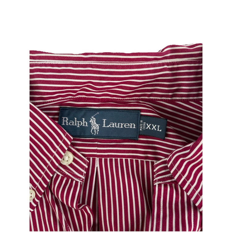 Ralph Lauren Polo Striped Button Down Shirt XXL Red White Classic Fit Cotton Men