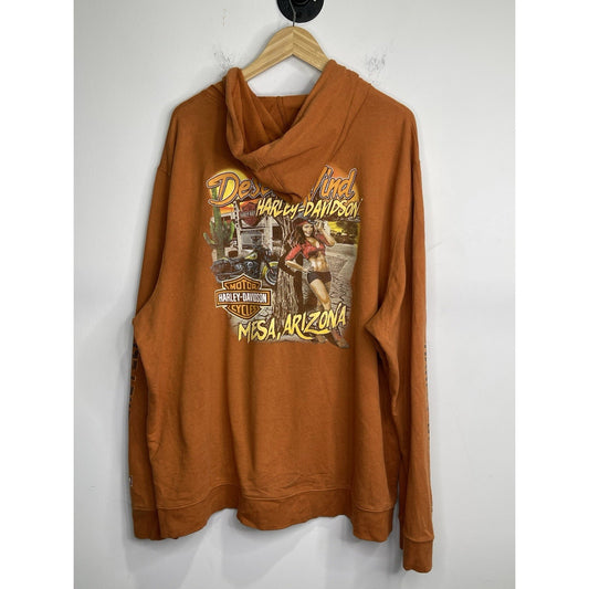 Mens Vintage Harley Davidson Arizona 2018 HD Graphic Hoodie Orange Sz 3XL