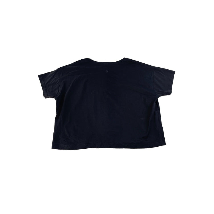 Women's Lululemon Black Short-Sleeved Cropped Crewneck T-Shirt Size L