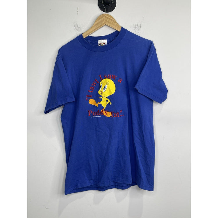 Adult VTG 90's Embroidered Tweety Bird Warner Brother Looney Tunes T-shirt Sz L