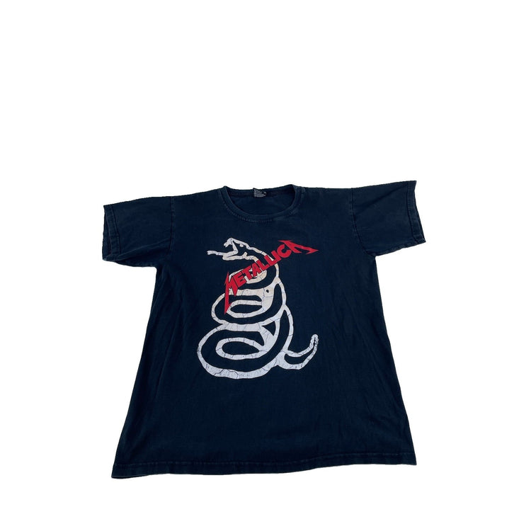 Mens Vintage Obscuridad “Matellica” Snake Graphic T-Shirt Black Size Small