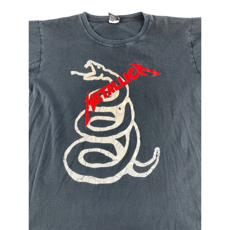 Mens Vintage Obscuridad “Matellica” Snake Graphic T-Shirt Black Size Small