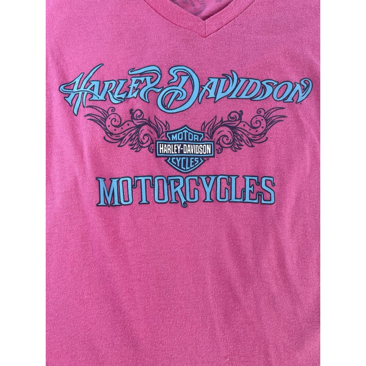 Womens Harley Davidson Motorcycle Slim Fit Pink Tee Size S