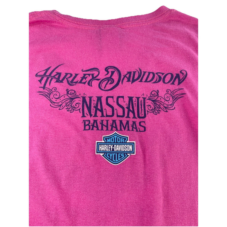 Womens Harley Davidson Motorcycle Slim Fit Pink Tee Size S