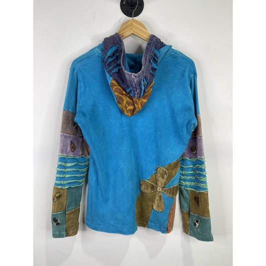 Rising International Womens Artsy Unique Full Zip Jacket Size L Boho Hippie