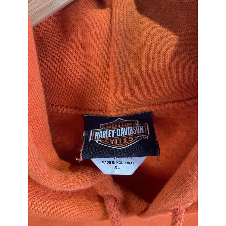 Men’s Vintages 04 Harley Davidson Orange Heavyweight Cotton Hoodie Sz XL