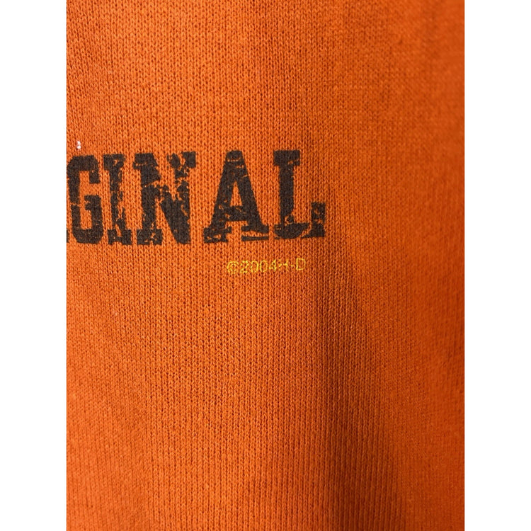 Men’s Vintages 04 Harley Davidson Orange Heavyweight Cotton Hoodie Sz XL