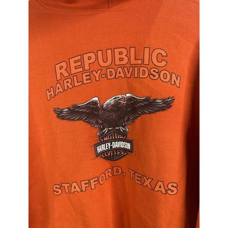 Men’s Vintages 04 Harley Davidson Orange Heavyweight Cotton Hoodie Sz XL